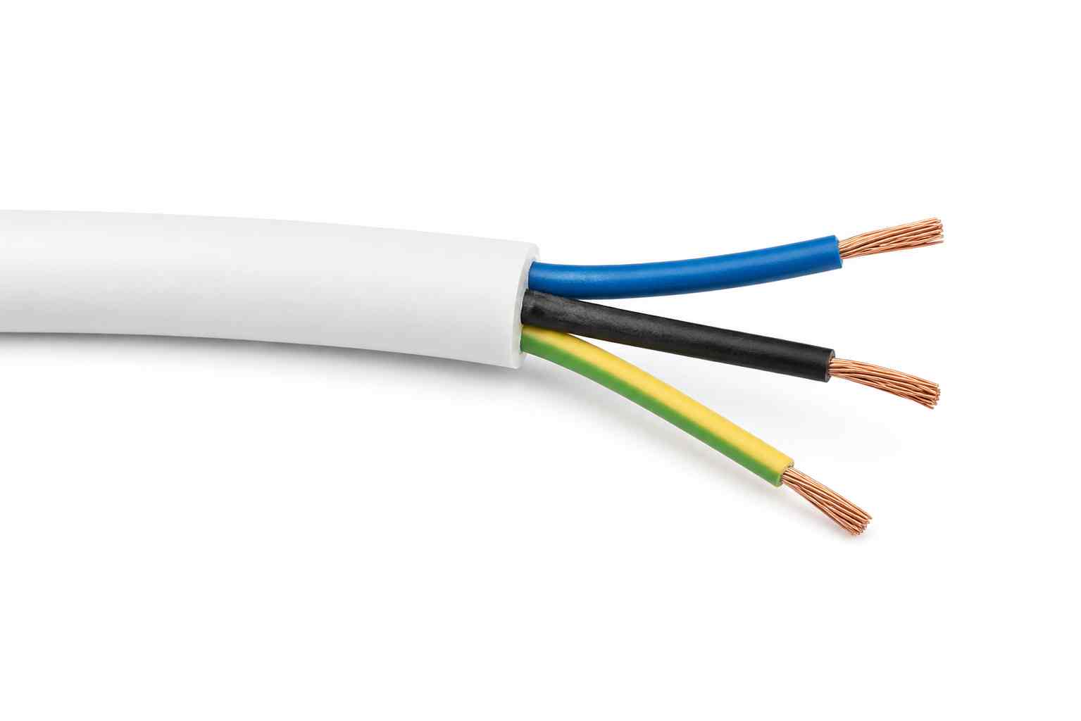 Bílý kabel H05VV-F 3x1mm kulatý pro  domovní instalace